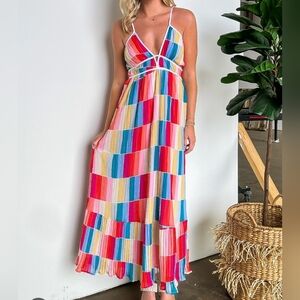 Fate Colorful Striped Maxi Dress